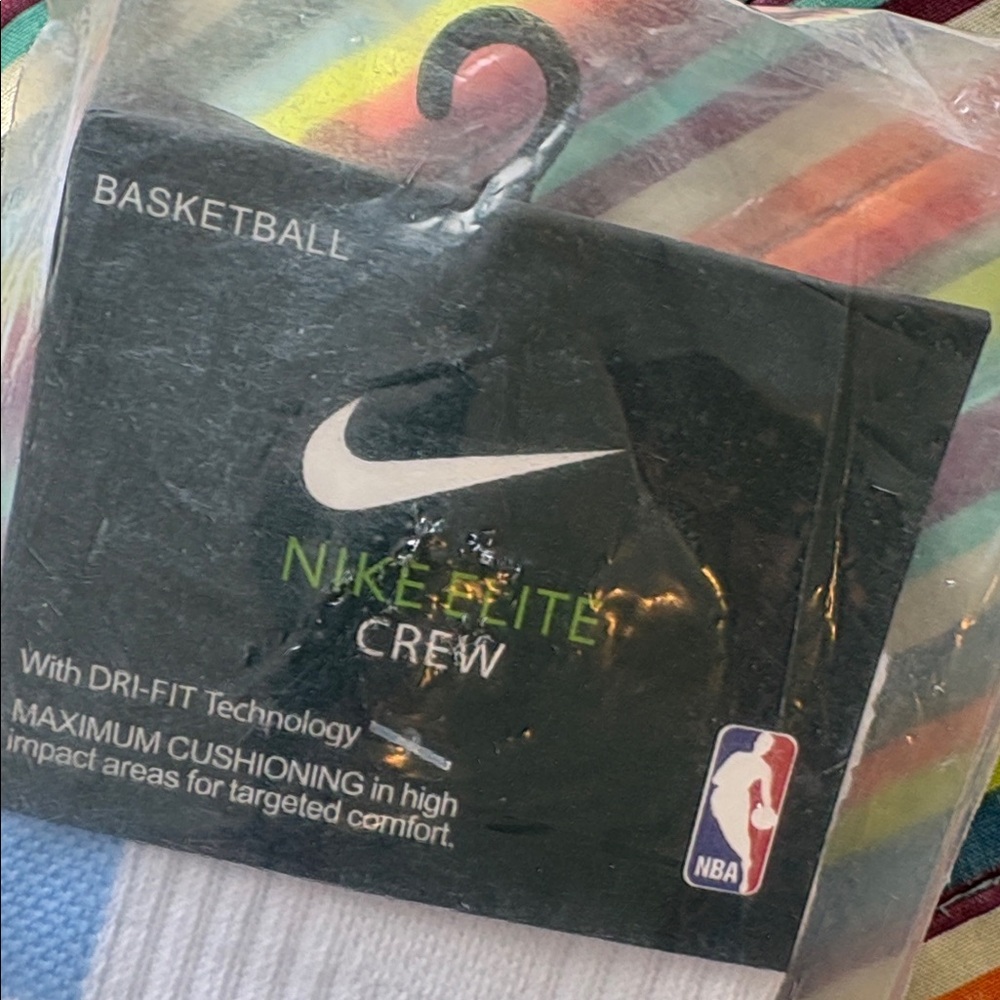 Nike Elite Crew Basketball Socks - White and Light Blue - Picture 2 of 10
